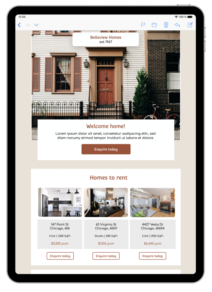 HTML email template for real estate newsletters