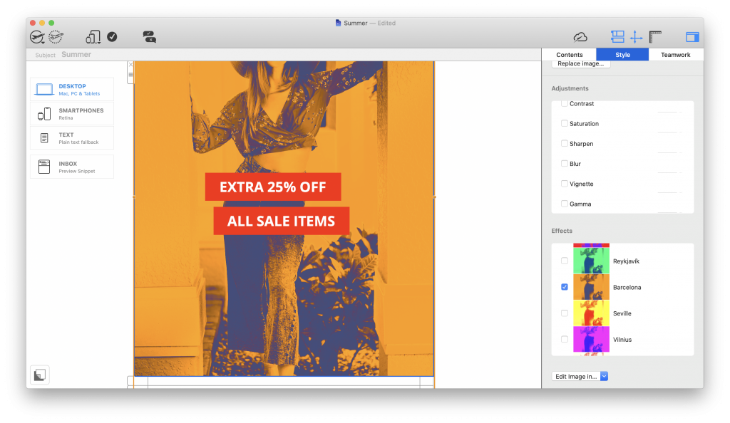 duotone filters for summer email campaigns in mail designer 365