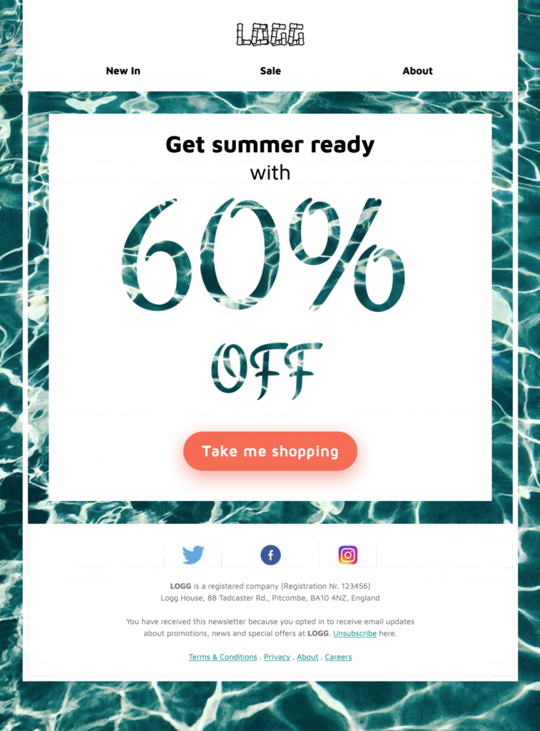 HTML email template for a summer sale or promotion