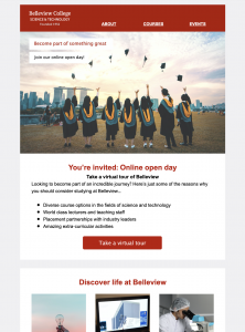 Email template for university open days