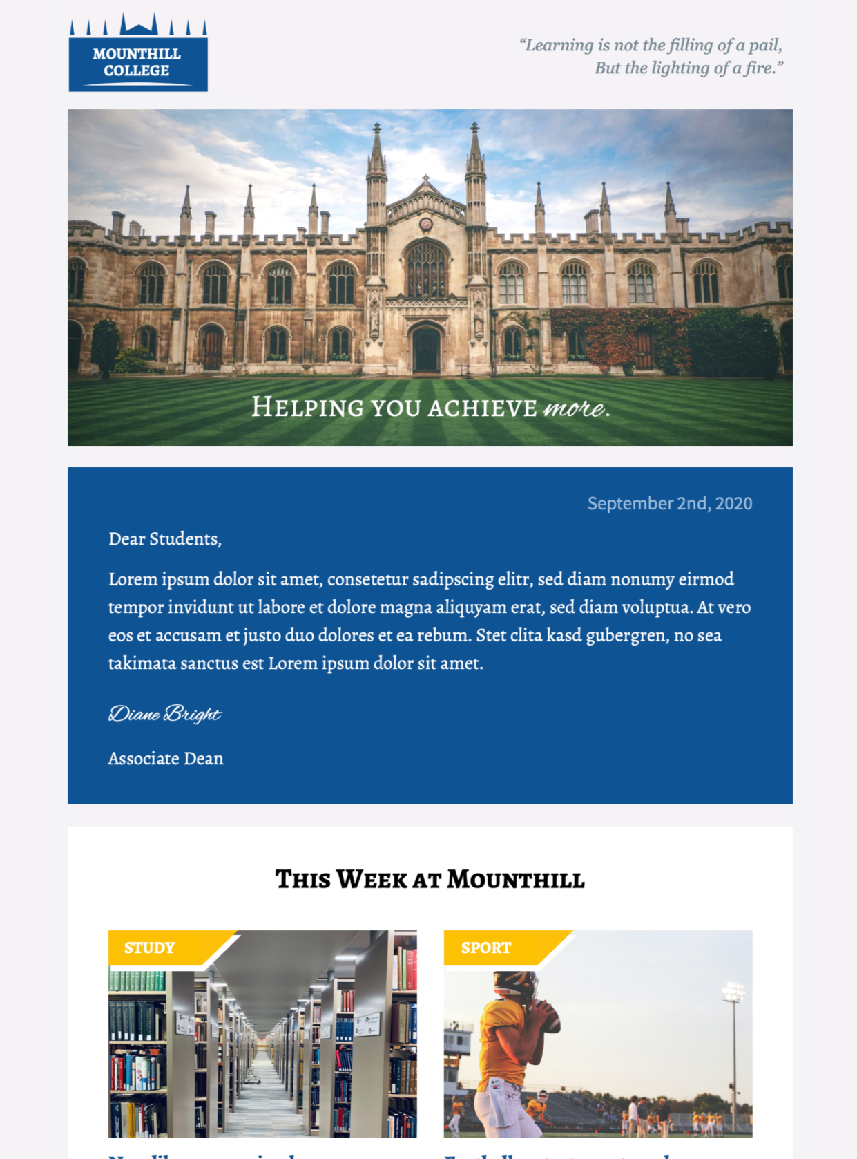 HTML email template for school newsletters