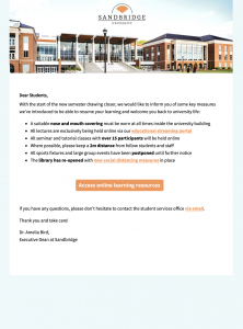 Back to school email template