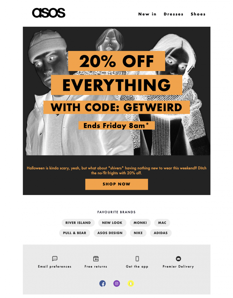 ASOS Halloween promotion