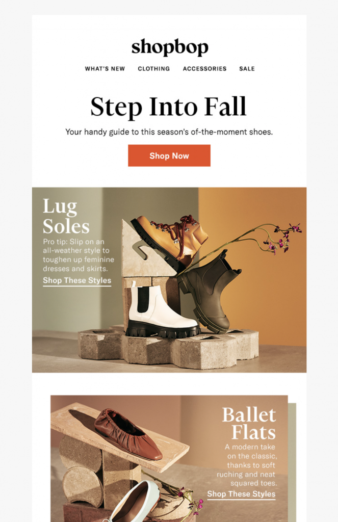 Fall email design by Shopbop