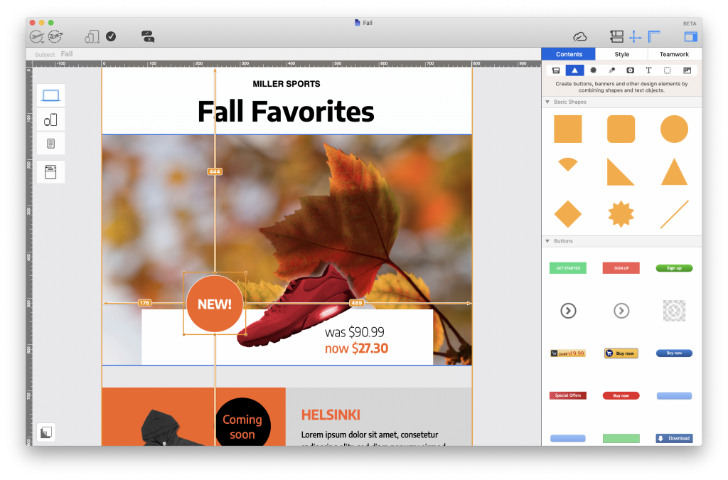 Eye-catcher badge for a fall email campaign - Made in Mail Designer 365