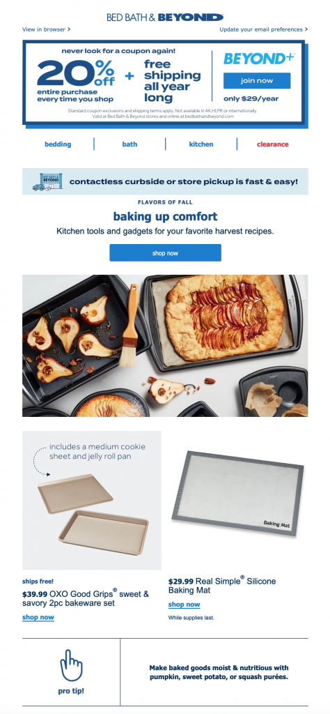 Fall baking campaign by Bed, Bath & beyond