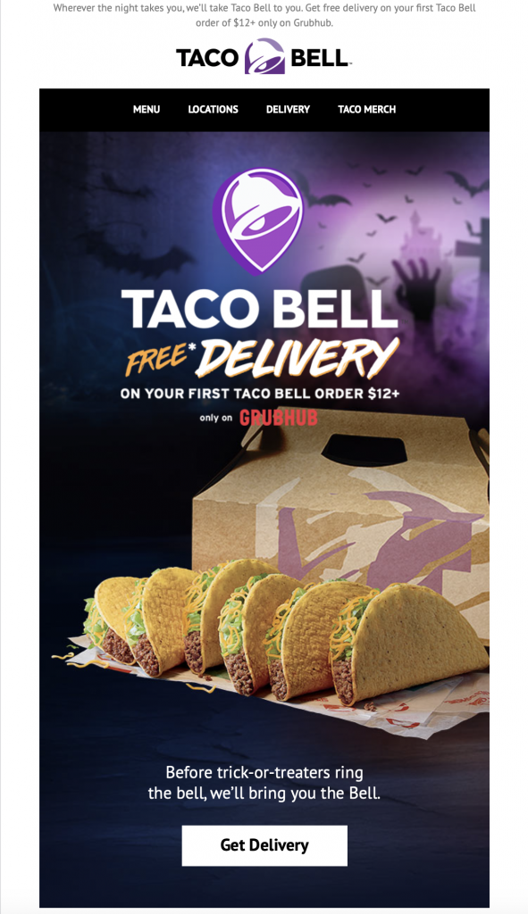 Halloween email campaign by Taco Bell