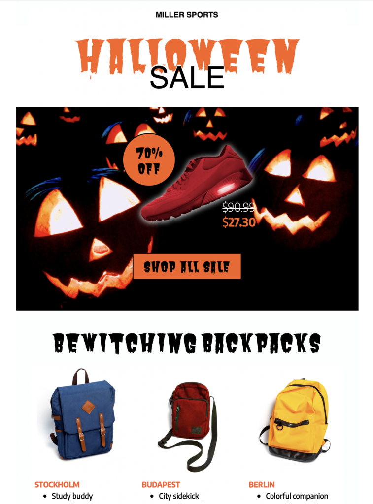 Halloween Sale HTML email template in Mail Designer 365