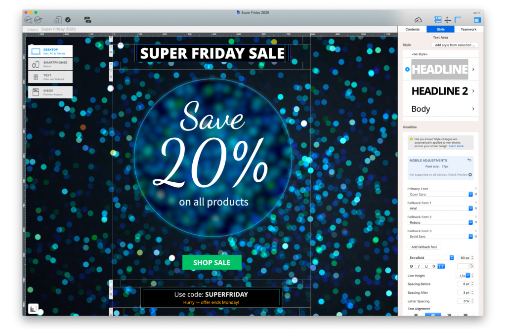 Mail Designer 365 Black Friday email design