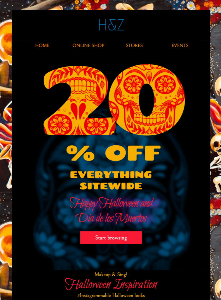 html email template for day of the dead