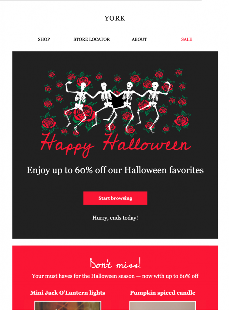 promotional html email template for halloween campaigns