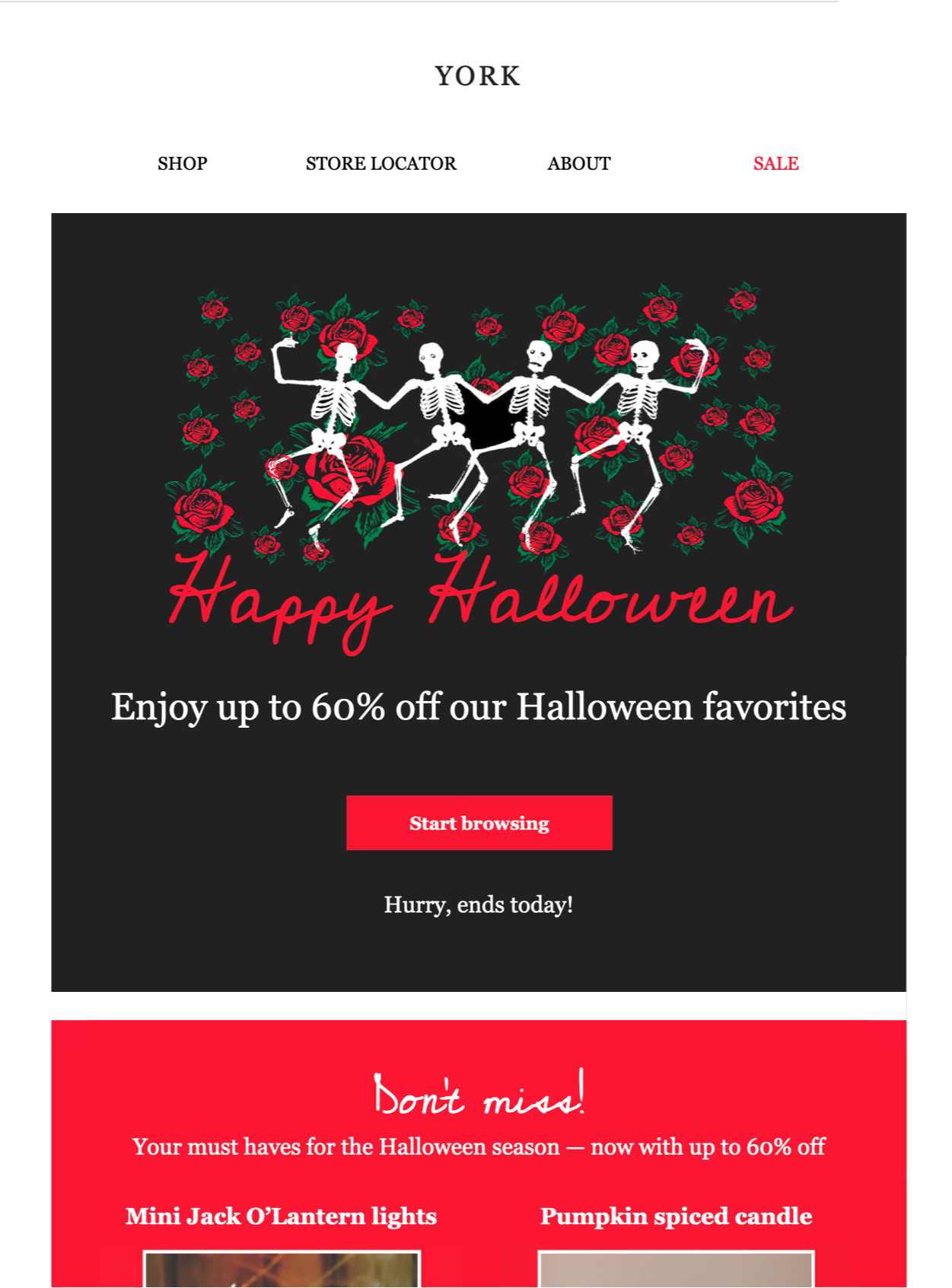 promotional html email template for halloween campaigns