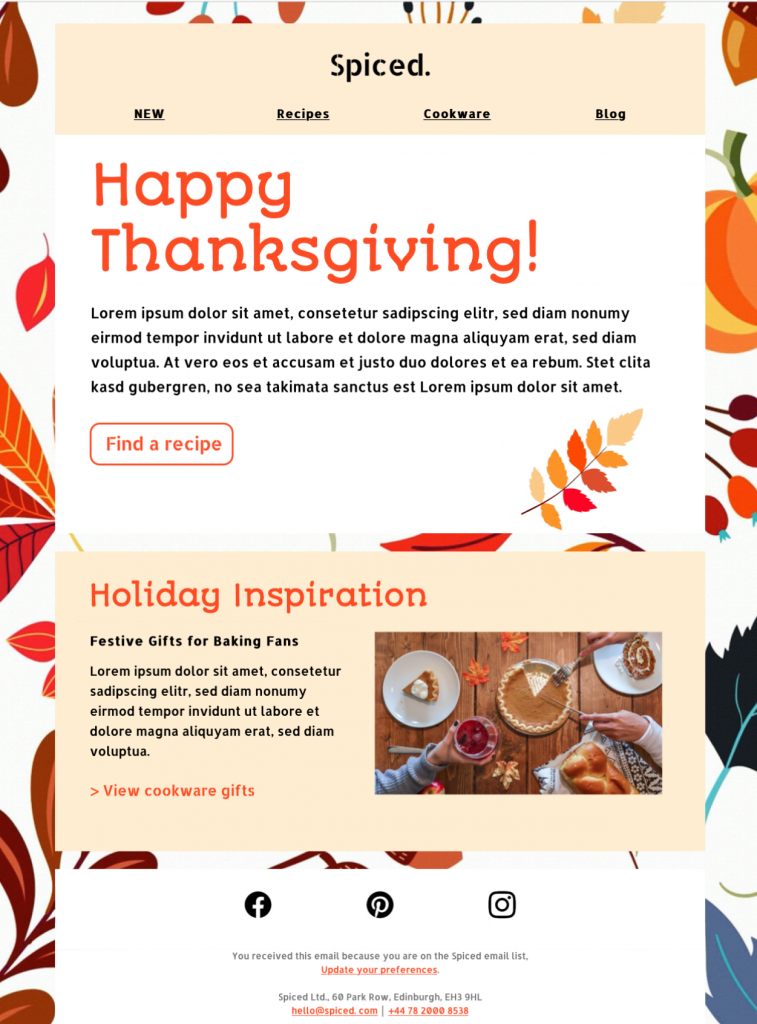 Thanksgiving HTML email template