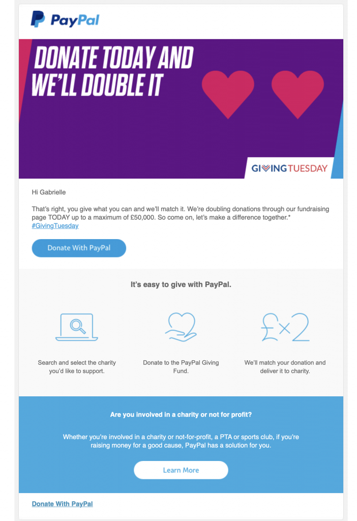 Giving Tuesday campaign by PayPal