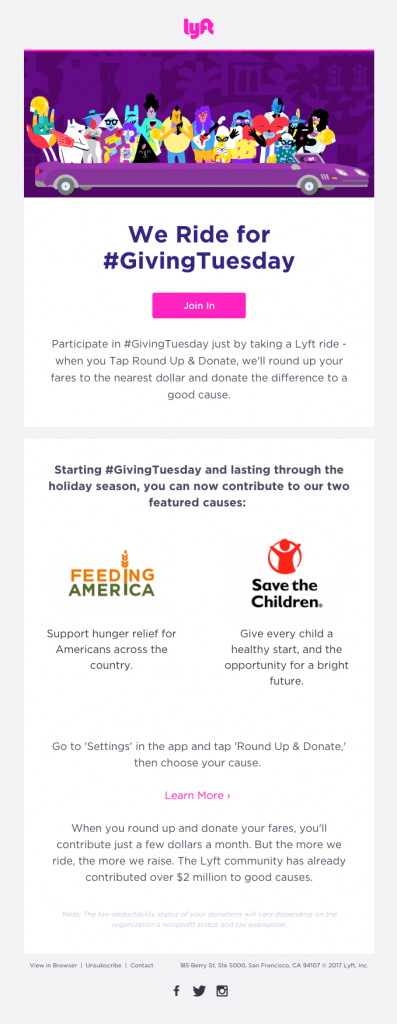 Giving Tuesday campaign by Lyft