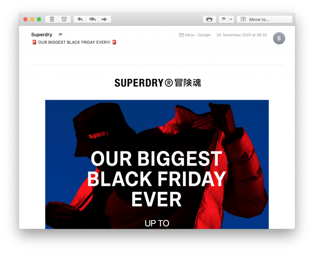 Email by Superdry for Black Friday