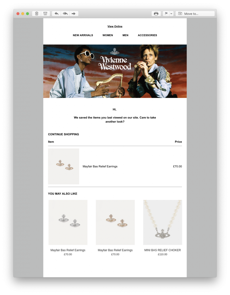 Abandoned browse automated email by Vivienne Westwood