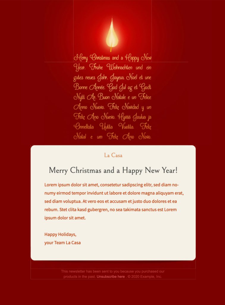 Christmas candle email template