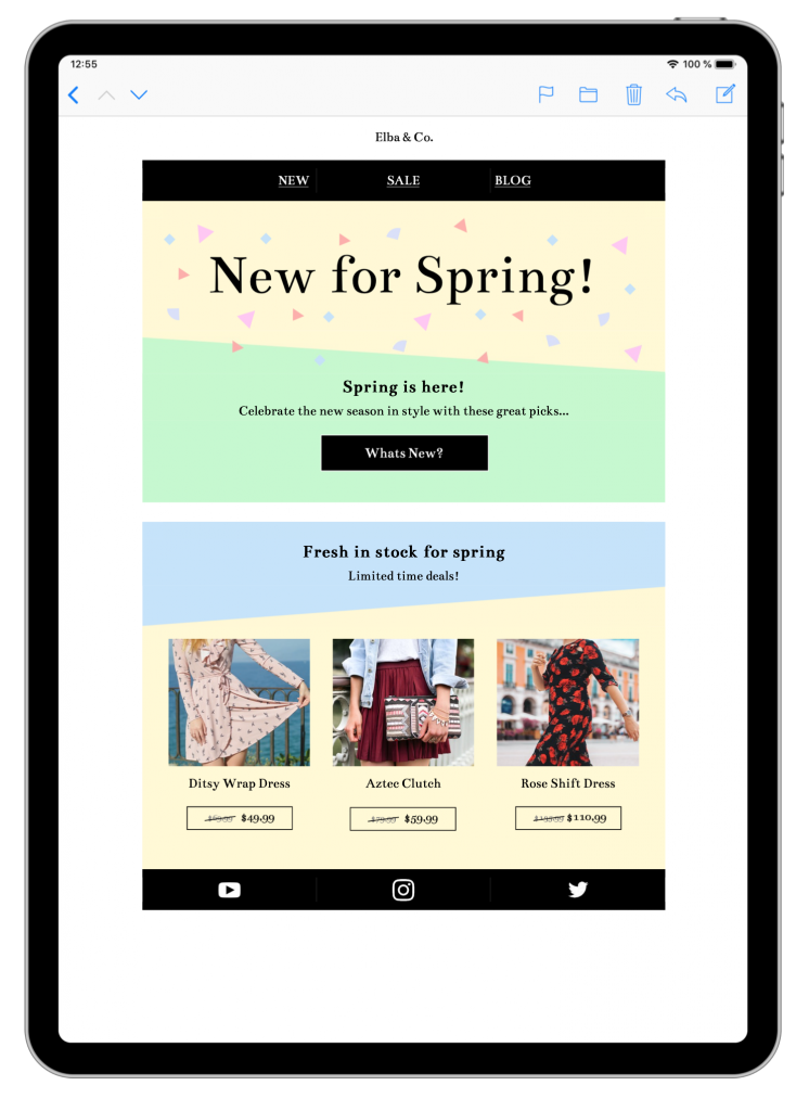 Fashion email template in Mail Designer 365