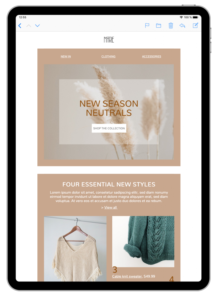fashion email template in mail designer 365