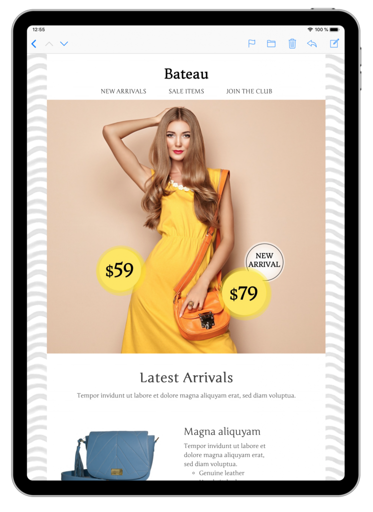 Fashion email template in Mail Designer 365