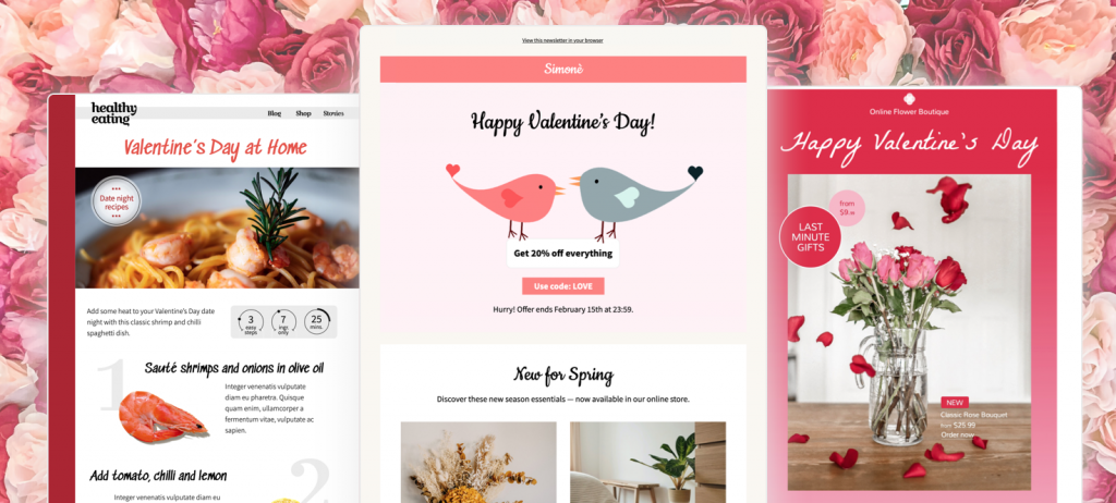 Valentine's Day email templates in mail designer 365