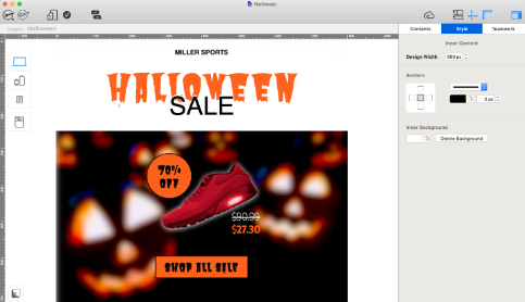 seasonal email created in mail designer 365