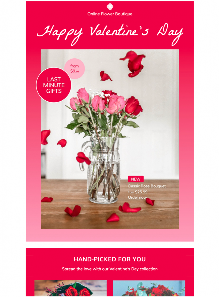 html email template for a Valentine's Day sale