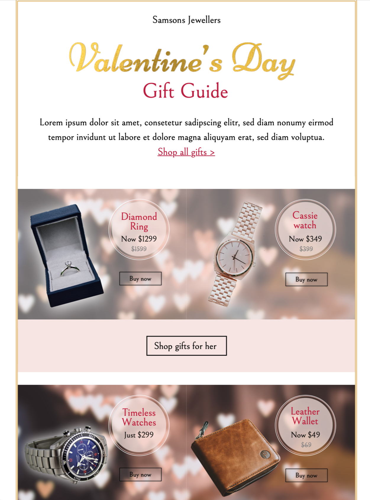 html email template for valentines day - valentines day gift guide