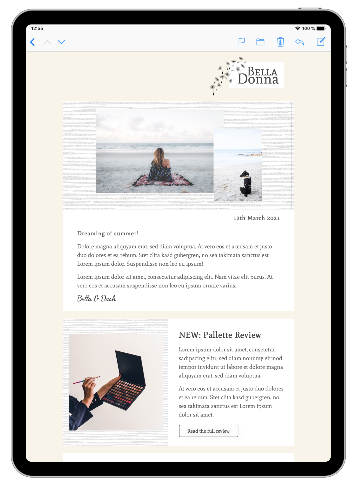 lifestyle blog email template in mail designer 365