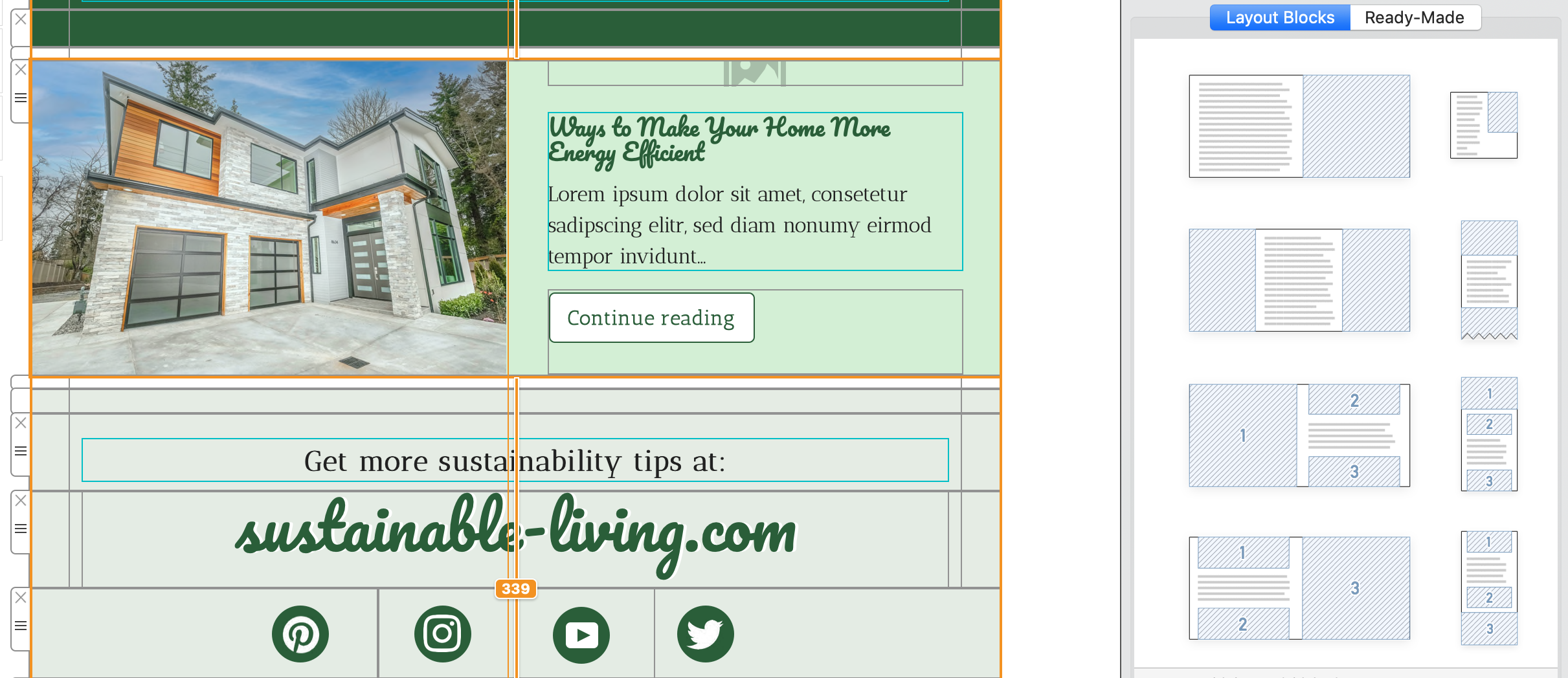 layout options for blog newsletters - in mail designer 365