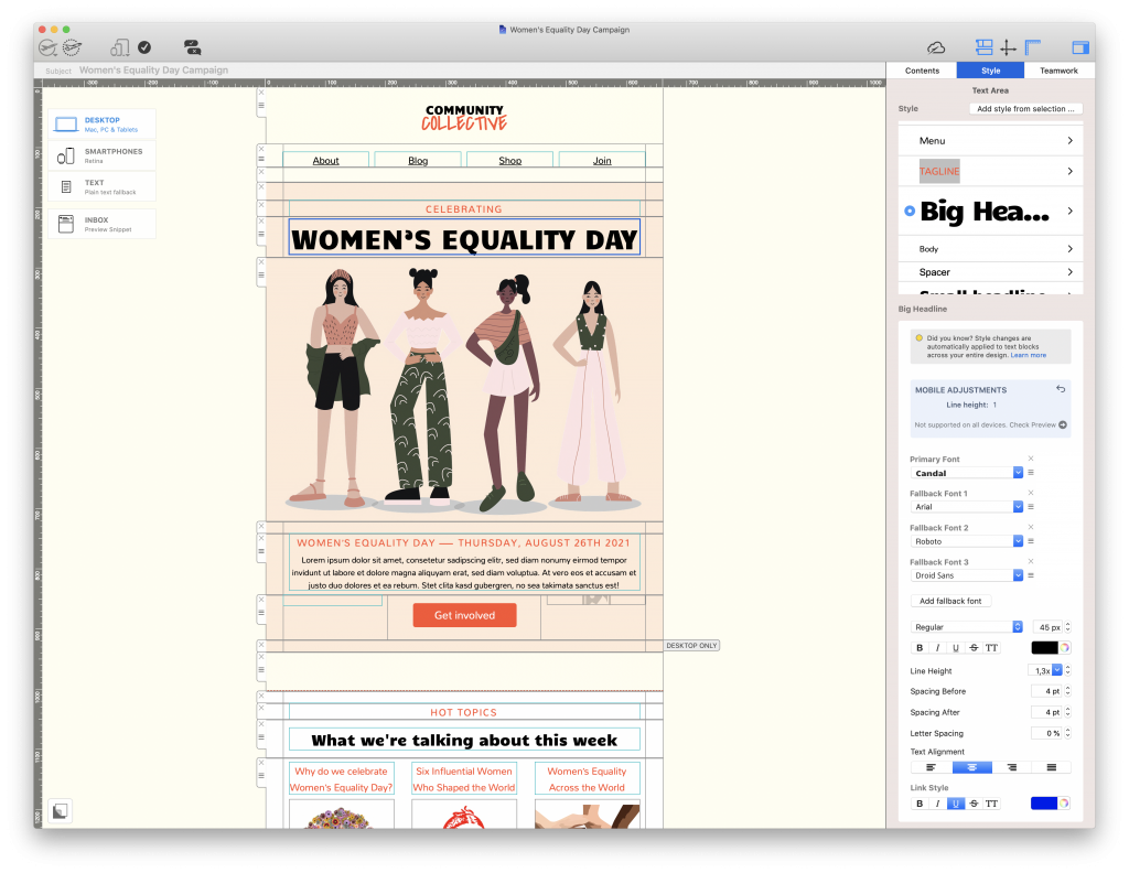 women's day email template
