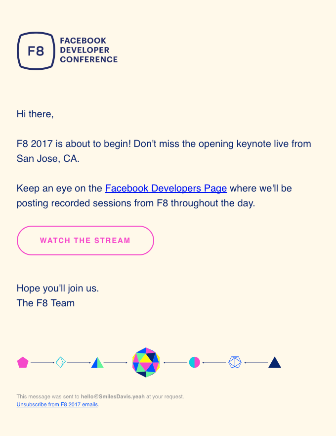 email invitation by Facebook Developer Conference