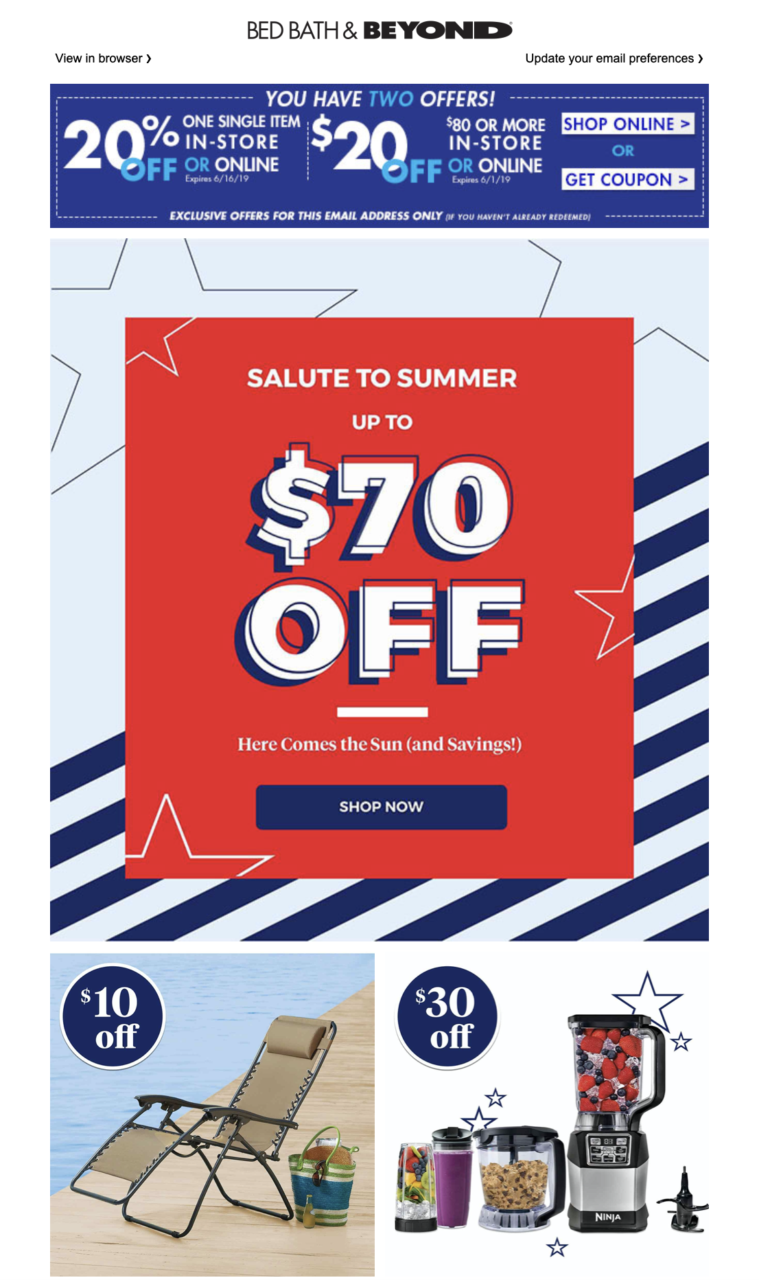 Memorial Day email campaign by Bed, Bath & Beyond