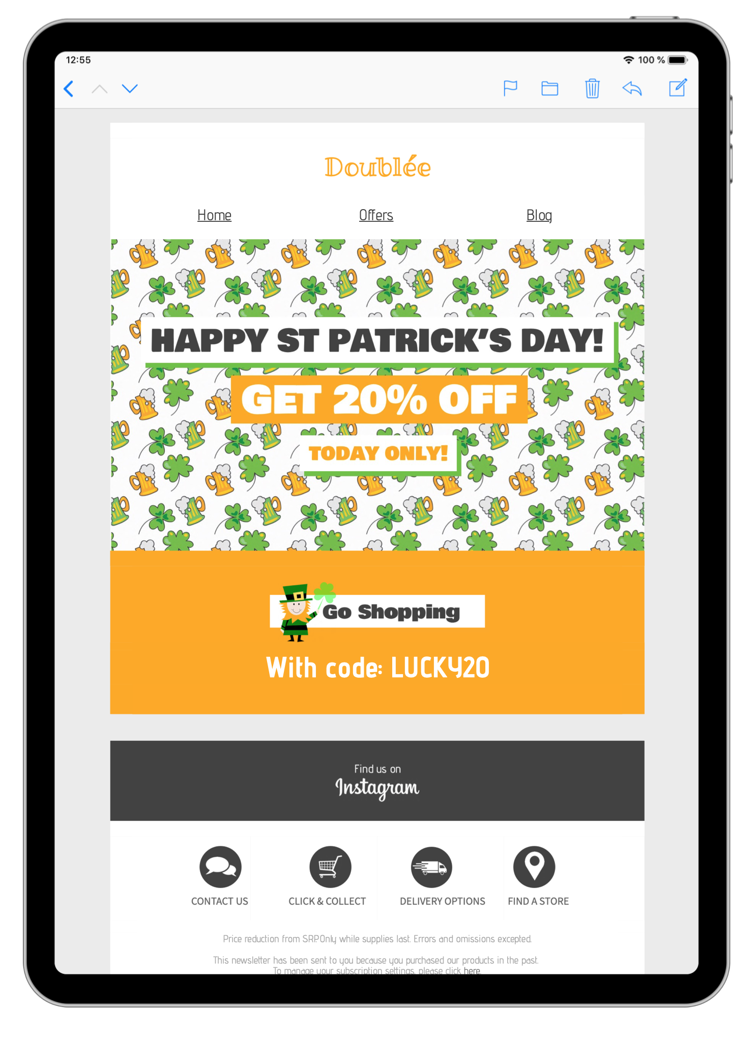 html email template for st Patricks day