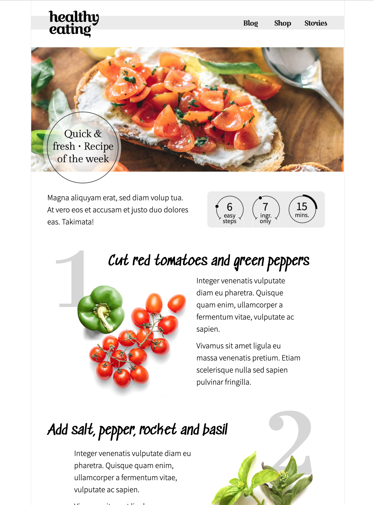 html email template for food blogs