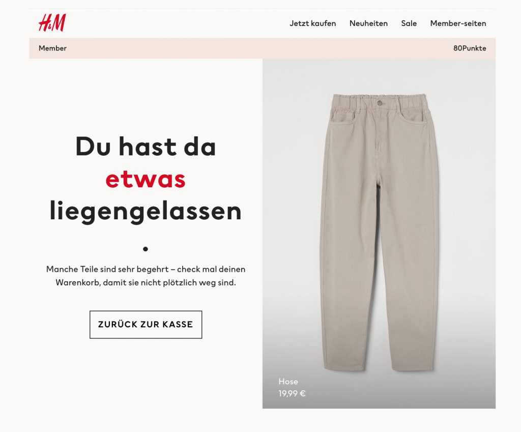 automatisierte E-Mail von H&M