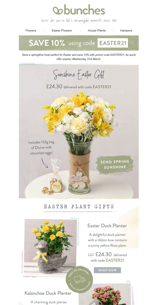 easter email campaign by Bunches