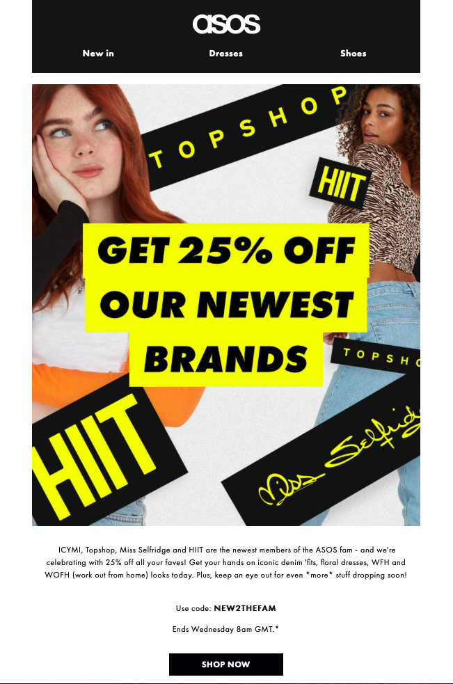 email promotion by ASOS