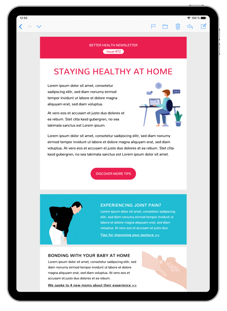 healthcare tips html email template in mail designer 365