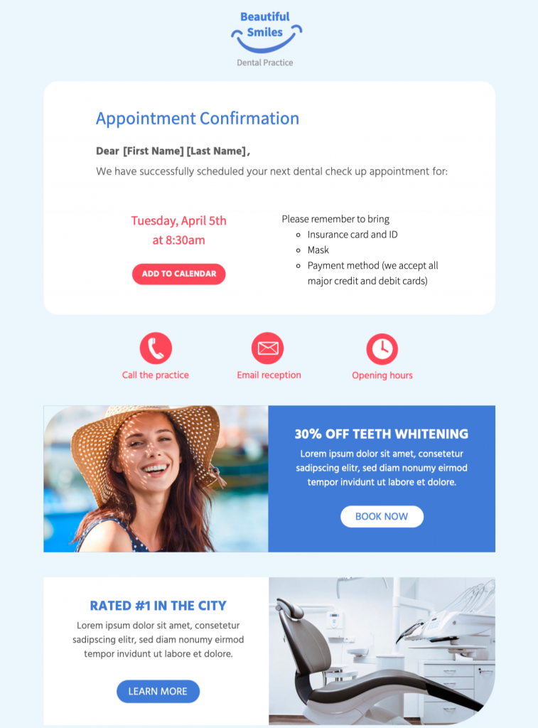 html email template for appointment confirmation