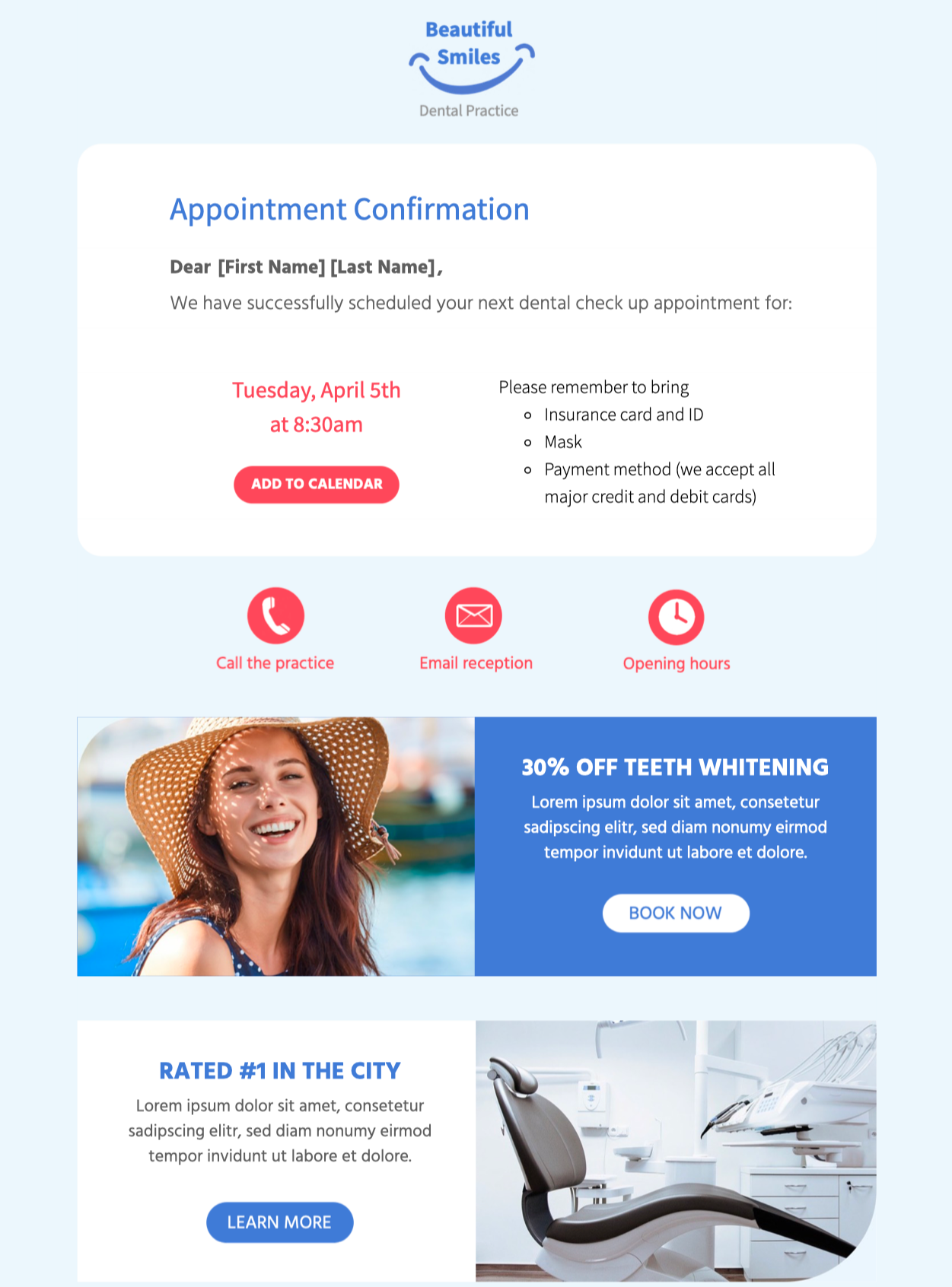 html email template for appointment confirmation
