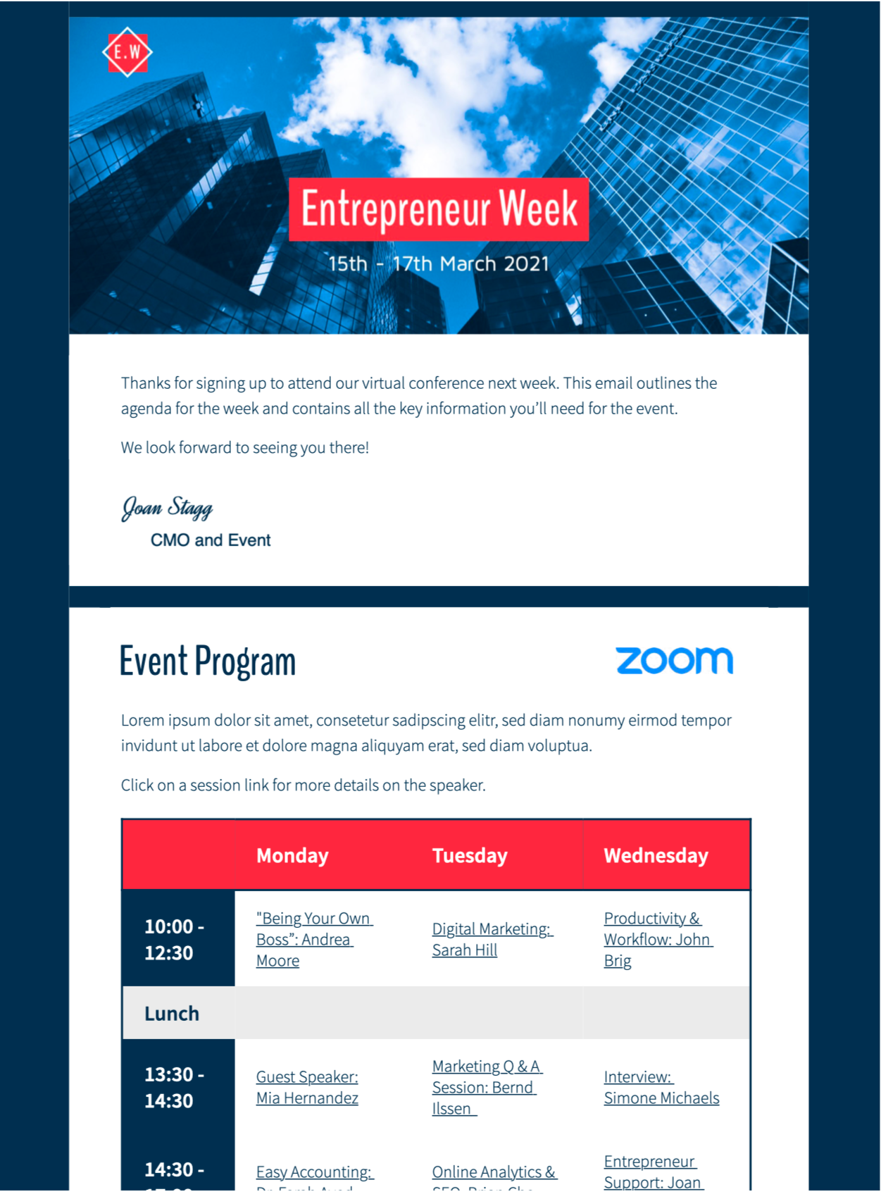 Event Agenda HTML Email Template Mail Designer Create And Send HTML Event Agenda HTML Email Template Mail Designer Create And Send HTML