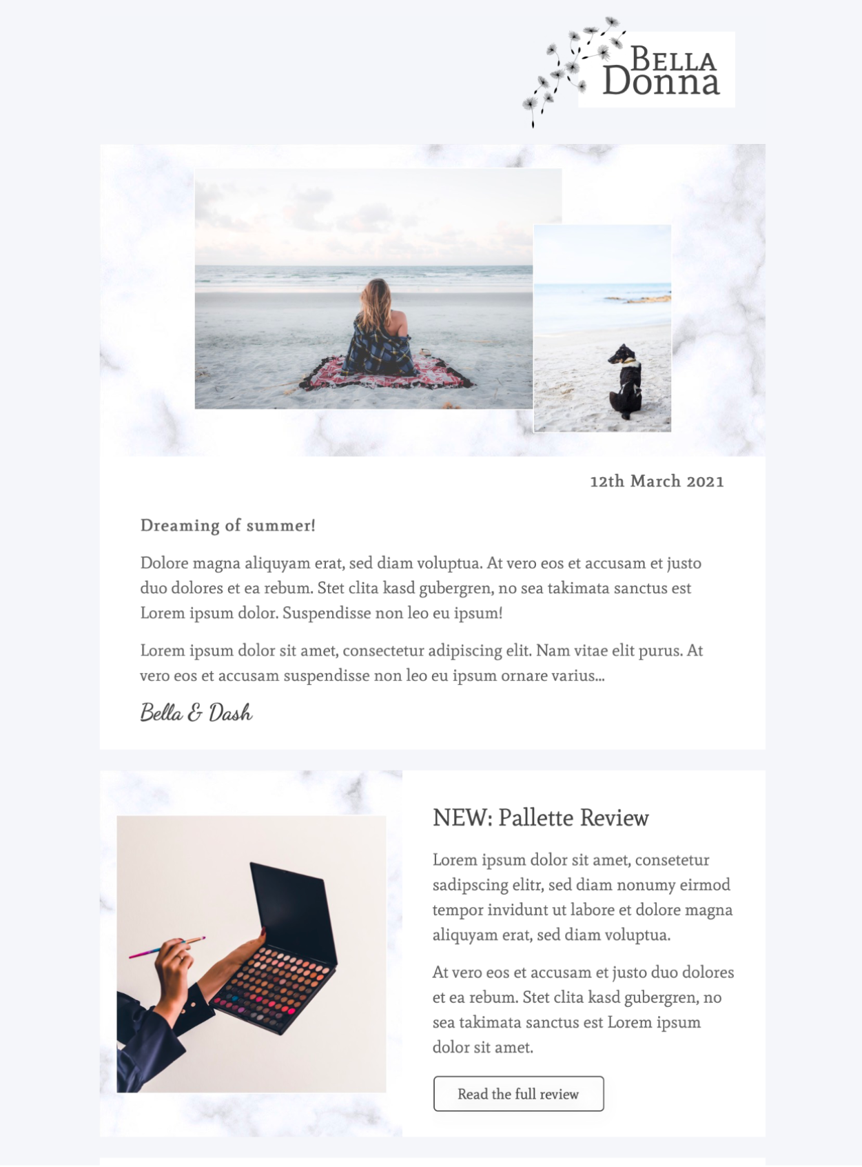 html email template for lifestyle bloggers and influencers