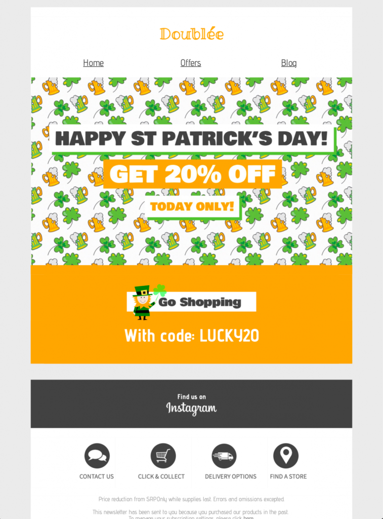html email campaign for st Patrick's day