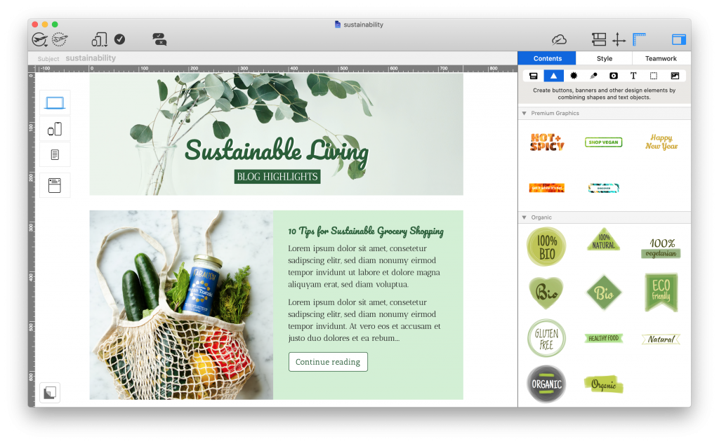 mail designer 365 email template for sustainability tips