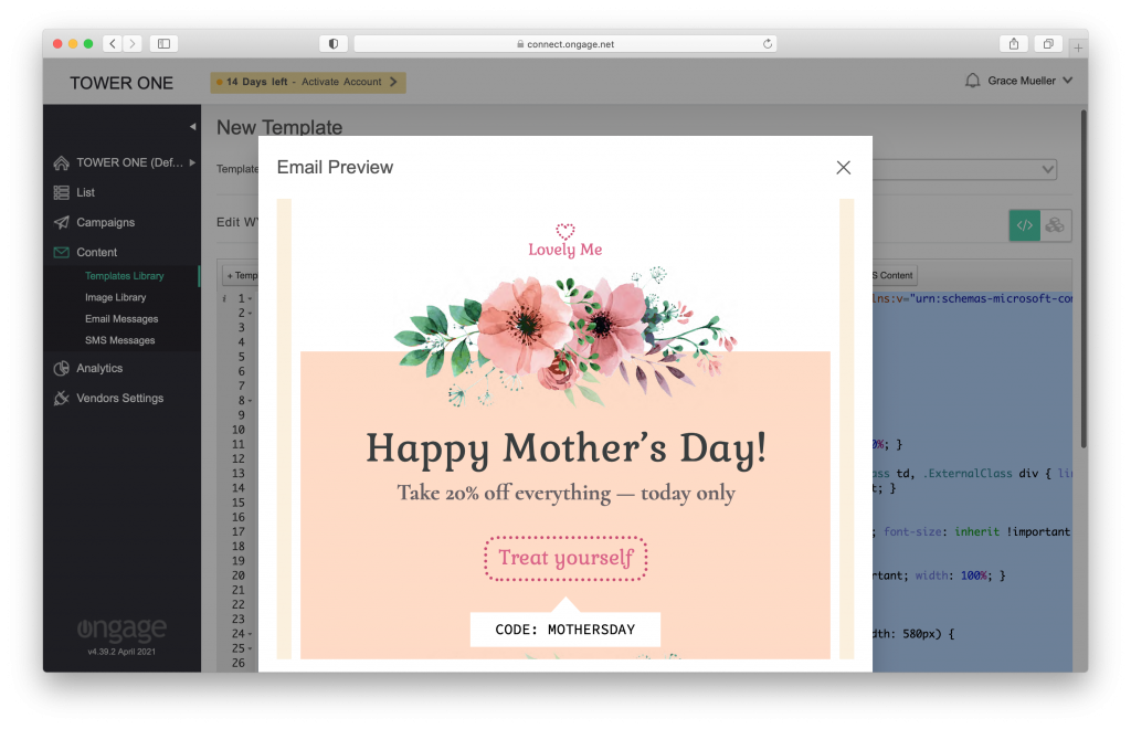using a mail designer 365 email template with ongage email marketing platform