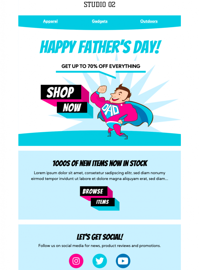 happy fathers day email template in mail designer 365