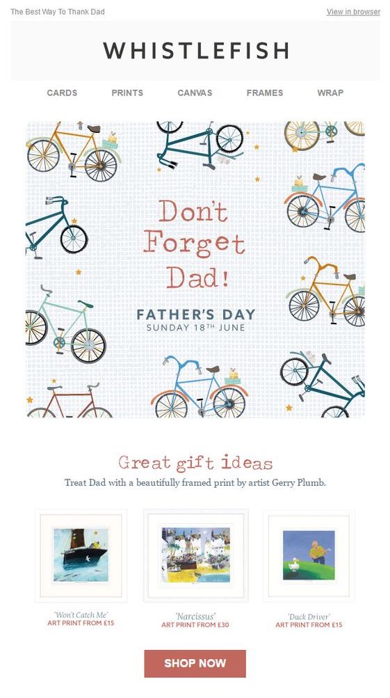 Father's Day email by Whistlefish