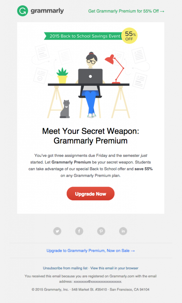 back to school promotion by grammarly